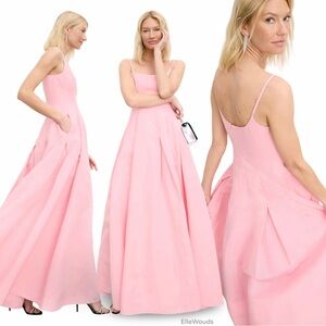 Staud $695 Joy Gown Pink Square
Neck Cotton US Size 4